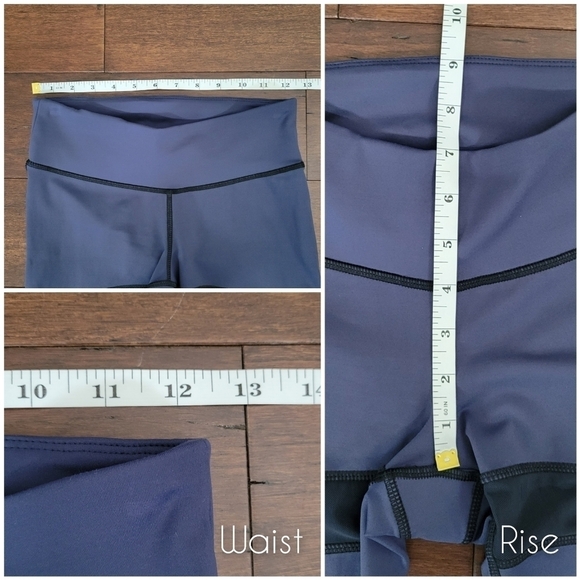 Nualime blue mesh panel 7/8 length athletic leggings- size S- made in USA - Picture 9 of 9